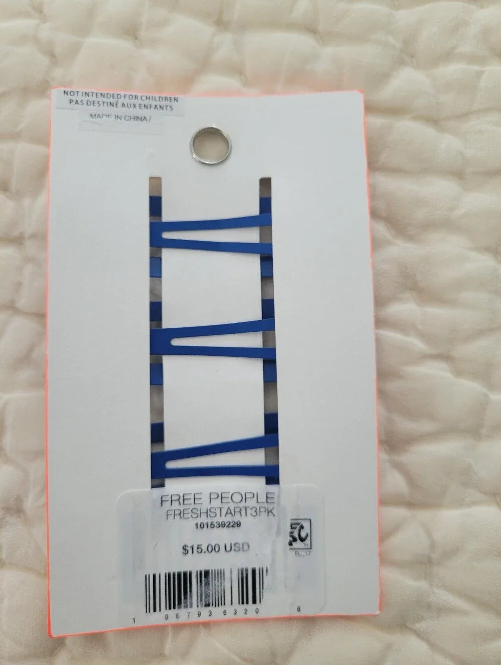 NWT Free People Fresh Start Matte Blue Snap Hair Clips - Set of 3